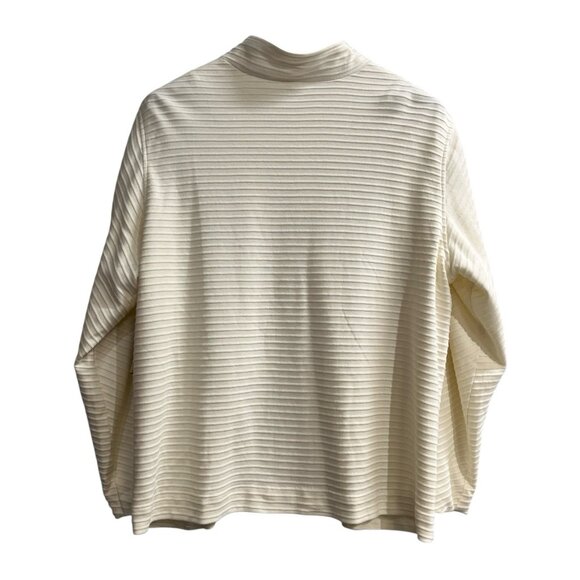 Coldwater Creek Ottoman Knit Jacket Womens 2X Ivory Ribbed Knit Button Front - Picture 2 of 10